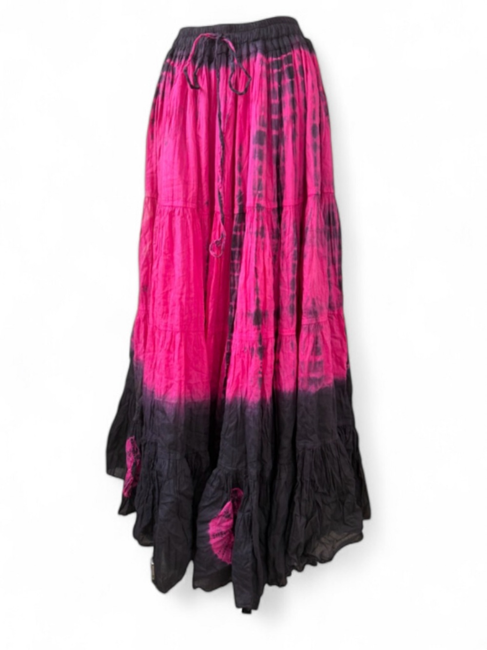 Wevez Cotton Tie Dye Full Circle Tiered Maxi Skirt Boho Hippie Cottage